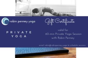 Gift Certificate Private Yoga with Robin Penney