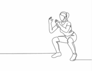 Woman performing a bodyweight squat for lower body strength